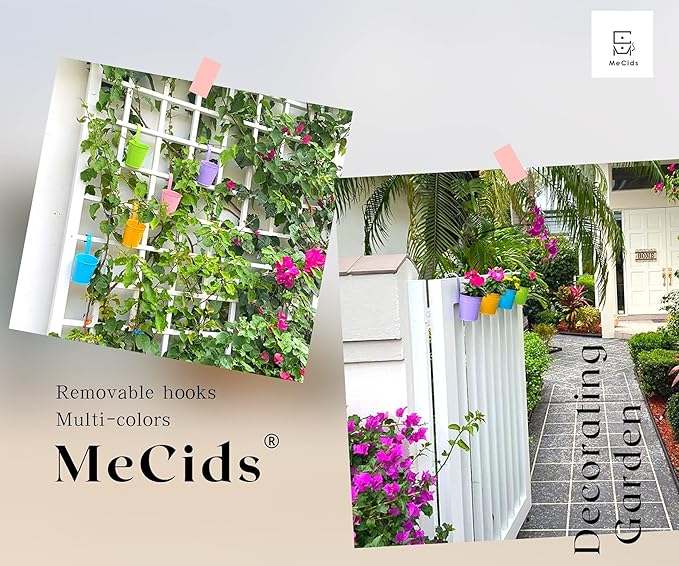 MeCids Hanging Planter Pots 4 Inches Nursery Pots Metal Indoor/Outdoor Small Flower Pots Colorful Balcony Fence Planters- 10 Piece Pack