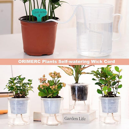 ORIMERC 4 inch 15 Pack Net Cups Pots, with 15 feet Self Watering Rope, 15 Plant Labels, for Hydroponics Aquaponics Kratky Orchid Vegetable Indoor Outdoor Growing Baskets Nursery Slotted Mesh BPA Free