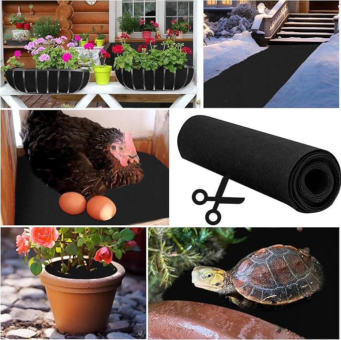 12 x 40 Inch Felt Planter Liner Roll Non-Woven Fabric Coconut Basket Liner Alternative Plant Liner Roll Black Coco Liners Roll Replacement Easy to Cut for Planter Hanging Flower Basket Window Box
