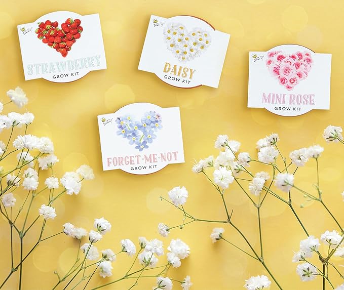 BUZZY Seeds Terracotta Mini Grow Pots Flower Plant Starter Kit – Love Collection Assorted 12-Pack – Indoor DIY Garden Kit – Perfect Wedding Favors, Bridal Shower Gardening Gifts, Valentines
