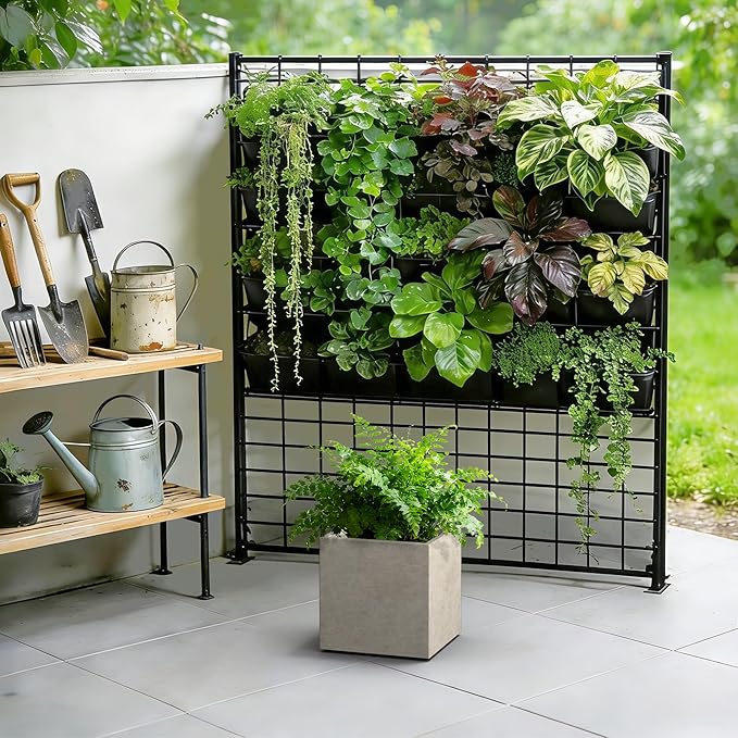 Kante 10 Inch Square Concrete Planter for Outdoor Indoor Home Patio Garden, Large Plant Pot with Drainage Hole and Rubber Plug, Weathered Concrete