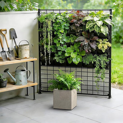 Kante 10 Inch Square Concrete Planter for Outdoor Indoor Home Patio Garden, Large Plant Pot with Drainage Hole and Rubber Plug, Weathered Concrete