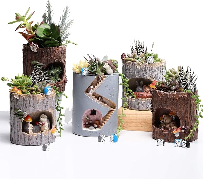 Succulent Pots with Drainage Creative Plants Flower Pot Hedgehog Planter Decor Cute Planters Animal Planter 4 inch Garden Desk Ornaments Cactus Gifts Gift for Mini Succulents Kid