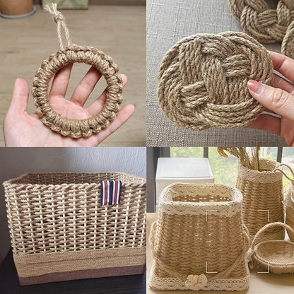 5mm Jute Twine, 328 Feet Braided Jute Rope, Heavy Duty and Thick Twine Rope for DIY Artwork, Bundling, Home Decor, Gardening Applications