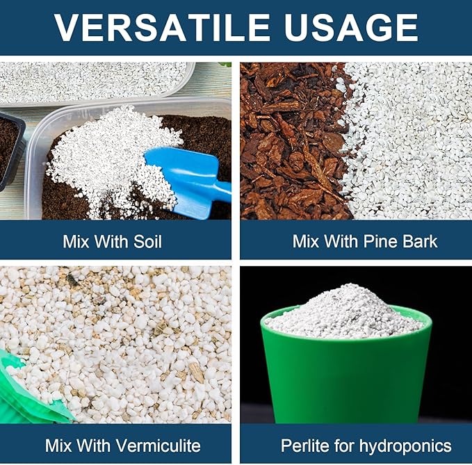 Horticultural Perlite Plants 2qt, Chunky Perlite Bulk for Gardening, Soil Amendments to Improve Soil Aeration & Dranage for Houseplant