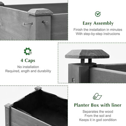 Raised Garden Bed with Legs, 48x24x30'', Outdoor Wood Elevated Planter Box, Thick Legs, w/Liner