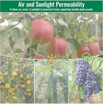 Mckanti 8.2 x 6.6 ft Fruit Tree Netting with Zipper and Drawstring for Garden, Bird Netting Covers for for Fruit Trees to Prevent Squirrels, Birds ﻿