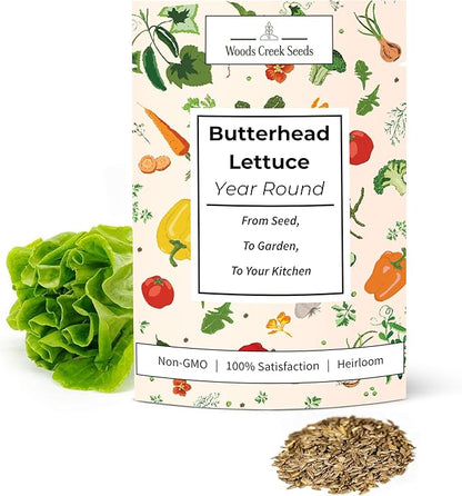 Butterhead Lettuce Seeds for Planting – All Year Round Heirloom Butter Lettuce, Heat Tolerant, Non-GMO Lettuce Seeds for Home Gardens | Woods Creek Seeds