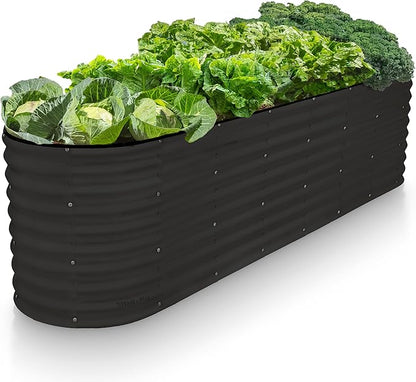 Plant & Plot Galvanized Raised Garden Beds Outdoor // 8×2×2 ft Planter Raised Beds for Gardening, Vegetables, Flowers (Black) // Large Metal Garden Box // Patented Tool-Free Design