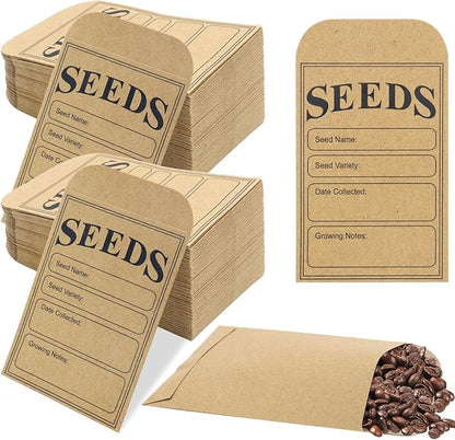 LOTMER 200 Pieces Seed Saving Envelopes, 3.2x4.8 Inch Seed Packets Envelope, Sealing Kraft Seed Packets Envelope for Fruit Vegetable