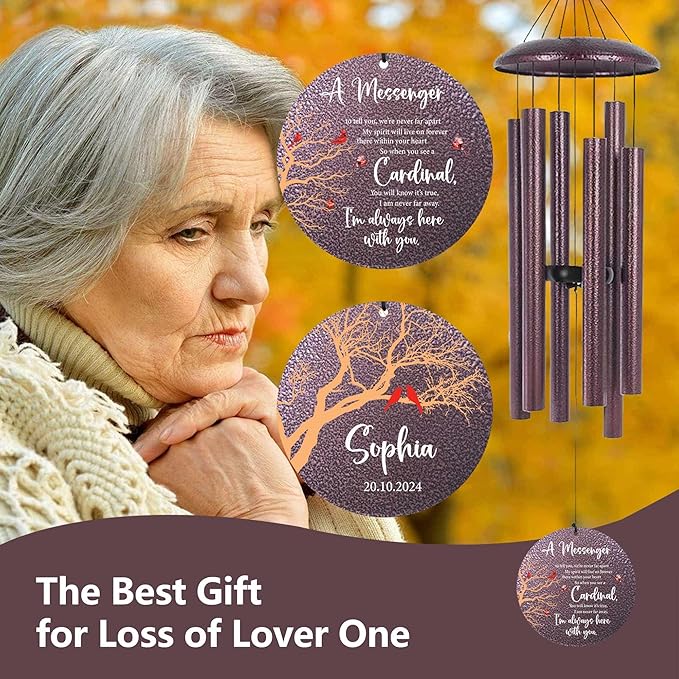 ASTARIN Outside Wind Chimes for Loss of Loved one, Personalized Sympathy Gift for Loss Mother/Father, Windchimes Outdoors Condolences Gift for Women/Men, Garden Decoration, Produced in USA