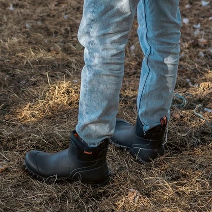 Showave Men's Ankle Rain Boots Waterproof Rubber Garden Boots Durable Slip on Rain Shoes for Outdoor Mud Yard Chore