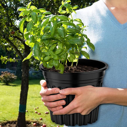 50 Pcs 5 Gallon Planter Nursery Pots, Seed Starting Pot Plastic Flower Seedling Pots with Drainage Holes Flexible Plant Container for Indoor Outdoor Garden Lawn Yard Plants Seedlings (50, 5 Gallon)