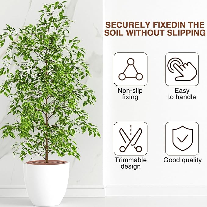 2 Pcs Plant Pot Grid Soil Protector Covers Large and Medium Cuttable Grid Flower Protector with Deep Stakes for Indoor Outdoor Office Hotel Home Furnishing Shopping Mall Garden
