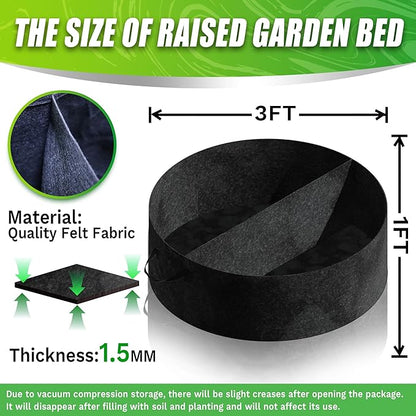 50 Gallon Grow Bags- 3x1ft Fabric Raised Garden Beds for Outdoor, Use for Herbs Breathable & Sturdy Planter Box, Round Plant Growing Container Raised Flower Bed