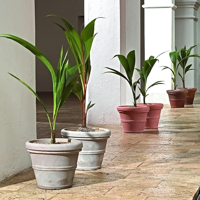 Crescent Garden Brunello Planter, Classic Rolled-Rim Plant Pot, Lightweight, Indoor & Outdoor Large Flowerpot - UV Safe & Frost Resistant - 27" W (Rust)