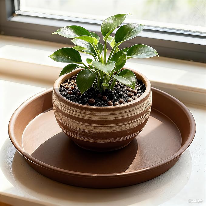 Plant Saucer 12 inch, Heavy Large Planter Durable Thicker Plastic Plant Trays for Indoors and Outdoor, Plant Saucer Drip Trays,Brown (12" - 3 Pack)