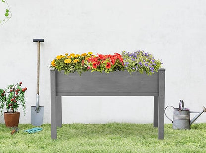 Raised Garden Bed with Legs, 48x24x30'', Outdoor Wood Elevated Planter Box, Thick Legs, w/Liner