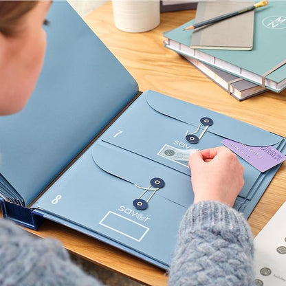Savor | 2025 Edition The Folio® Document Organizer | Custom Dyed Cloth-Bound Expanding File for Important Papers, Passports, Birth Certificates & More | Ideal for Home Organization & Graduation Gift
