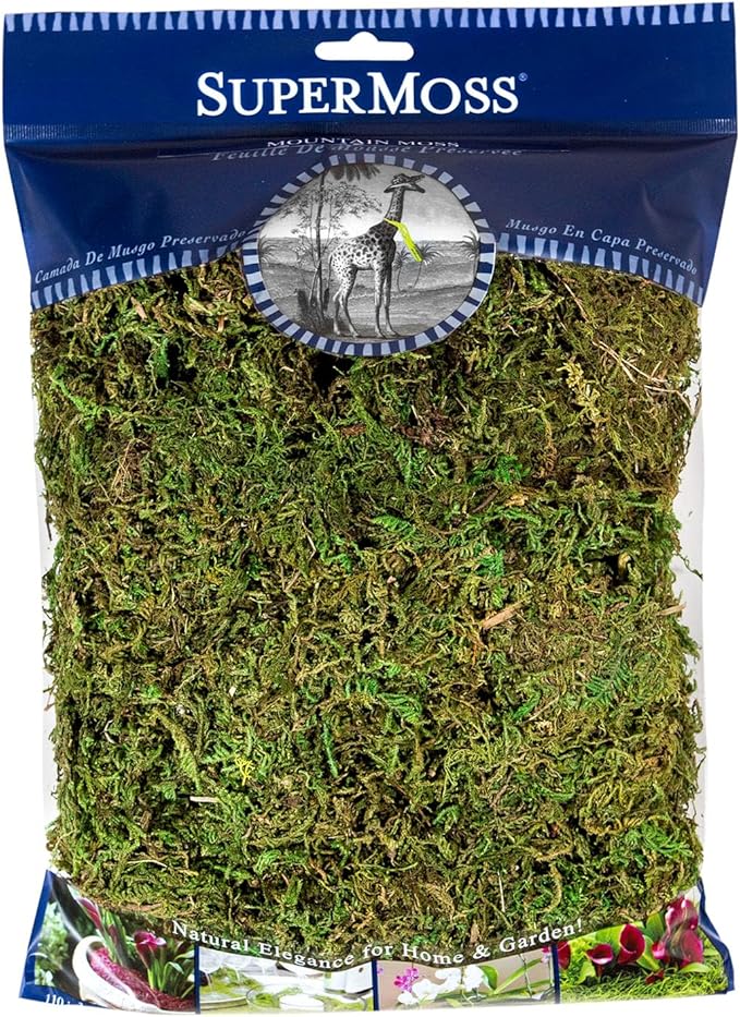 SuperMoss (23801) Mountain Moss – Natural Green Sphagnum Moss for Soil Top Dressing, Potting Mix, Garden Decor, and Craft Projects, 120 cu in, Preserved