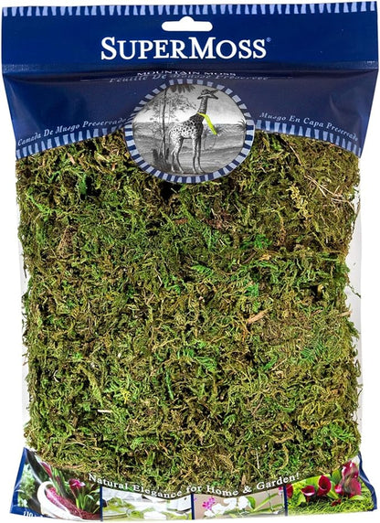 SuperMoss (23801) Mountain Moss – Natural Green Sphagnum Moss for Soil Top Dressing, Potting Mix, Garden Decor, and Craft Projects, 120 cu in, Preserved