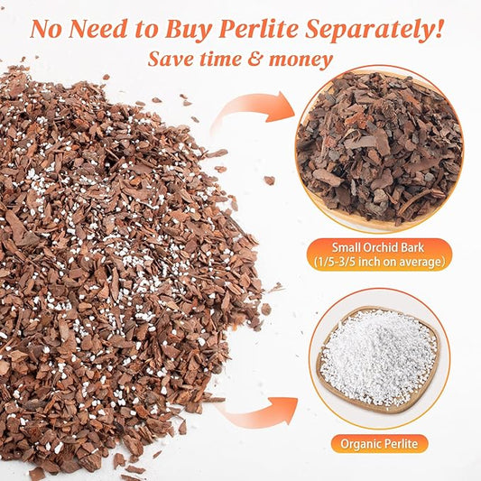 Orchid Bark Potting Mix - 29QT Natural Orchid Potting Mix for Repotting, Blended with Small Pine Bark and Perlite to Provide Ideal Ventilation and Good Drainage for Orchids and Other Potted Plants