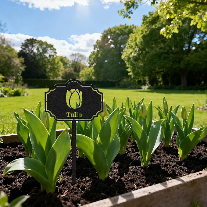 CUTHOLLOW 8PCS Metal Plant Markers Stakes Flowers for Outdoor Indoor, 3.5"x7" Waterproof Cute Garden Plant Labels Signs Tags for Farmhouse Greenhouse Decor - Funny Gardening Gifts