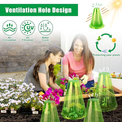 20 Pack Garden Cloches for Plants, Reusable Bell Plant Cover, Plant Covers Protectors from Animals Snails Birds Chickens Insect, 9.18" H X 7.56" D (Green)