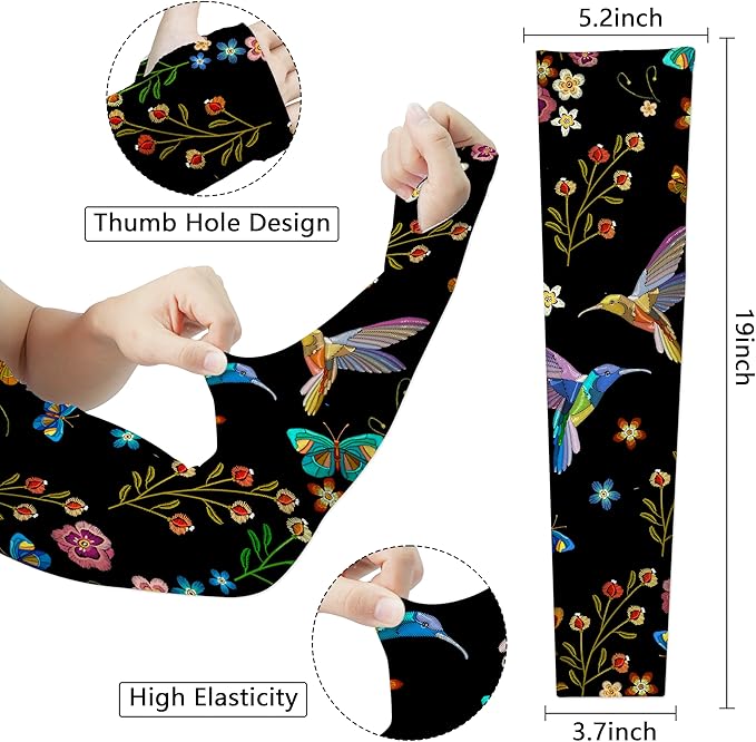 Garden Sleeves for Women Boho Gardening Sleeves with Thumb Holes UV Sun Protection Arm Sleeves for Women