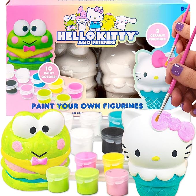 Horizon Group USA Paint Your Own Figurine Kit, DIY Art Project for Kids, Hello Kitty and Friends