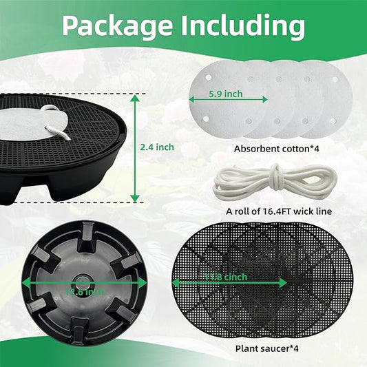 4 Pcs Self-Watering Fabric Planter Base, Auto-Irrigation System Plant Trays for 5 Gallon Fabric Planter Pots, Automatic Watering Trays for Indoor/Outdoor Grow Tents, Greenhouses, and Gardens