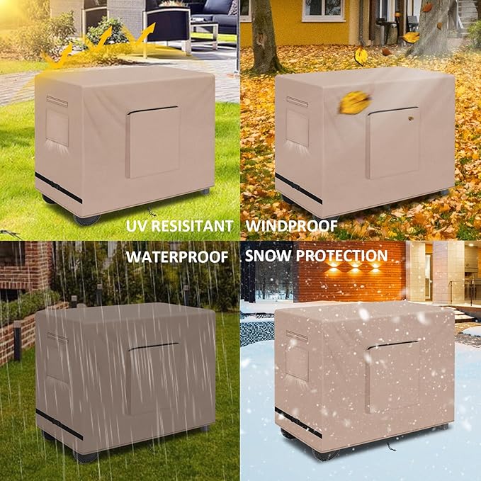 Outdoor Raised Garden Bed Cover for Winter , Waterproof Raised Planter Boxes Stand Covers Heavy-Duty for Outdoor prep tables, Protection for Winter Snow,Frost,and Rain-48 x 24 x 35 inch, Khaki