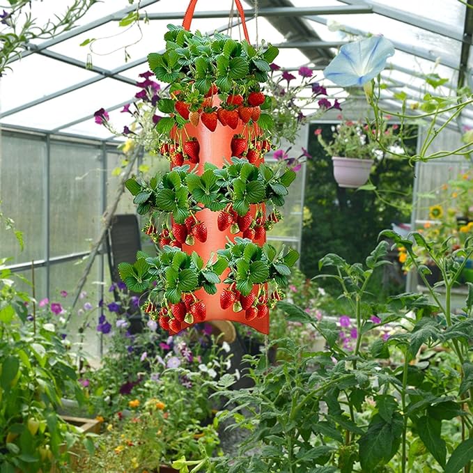 Upside Down Planter Tomato Herb Strawberry Grow Bags | 8 Hanging Grow Bags for Tomato Chili Herb Strawberry,Hanging Durable Aeration Fabric Strawberry Planter Bags for Growing Herbs Flowers