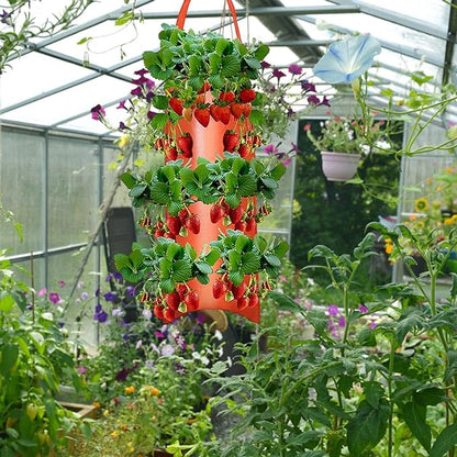 Upside Down Planter Tomato Herb Strawberry Grow Bags | 8 Hanging Grow Bags for Tomato Chili Herb Strawberry,Hanging Durable Aeration Fabric Strawberry Planter Bags for Growing Herbs Flowers
