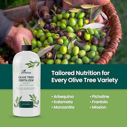 16oz Olive Tree Fertilizer – Makes 16 Gallons of Olive Plant Food – 2-in-1 Liquid Plant Food with Macronutrients + Micronutrients for Lush Foliage, Strong Roots, Bountiful Harvests & Plump Fruits