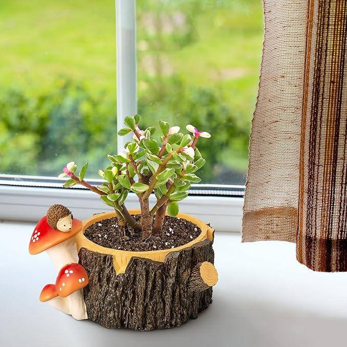 Hedgehog Succulent Pots with Drainage Hole，Plant Pots for Indoor Plants/Cactus/Succulent,Indoor Planter Gift for Plant Lover, Decorative Novelty Planter