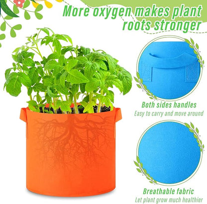 12 Pcs Multicolor Plant Grow Bags Large Grow Bags Fabric Planter Thickened Non Woven Fabric Pots with Handles for Indoor Outdoor Garden Planting Seeds Flower, 6 Colors (3 Gallon)