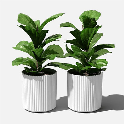 Veradek Demi Series Round Planter for Porch, Patio, Backyard | Durable Plastic-Stone Composite Material | Modern Décor for Tall Plants, Flowers