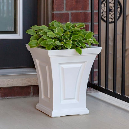 Mayne Cambridge 18in Tall Planter - White - 15.4in L x 15.4in W x 18in H - Polyethylene - Built-in Water Reservoir (4870-W)