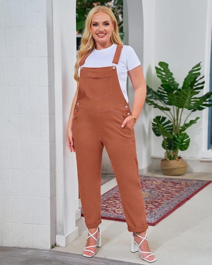 Vetinee Womens Classic Adjustable Straps Pockets Denim Bib Overalls Jeans Pants