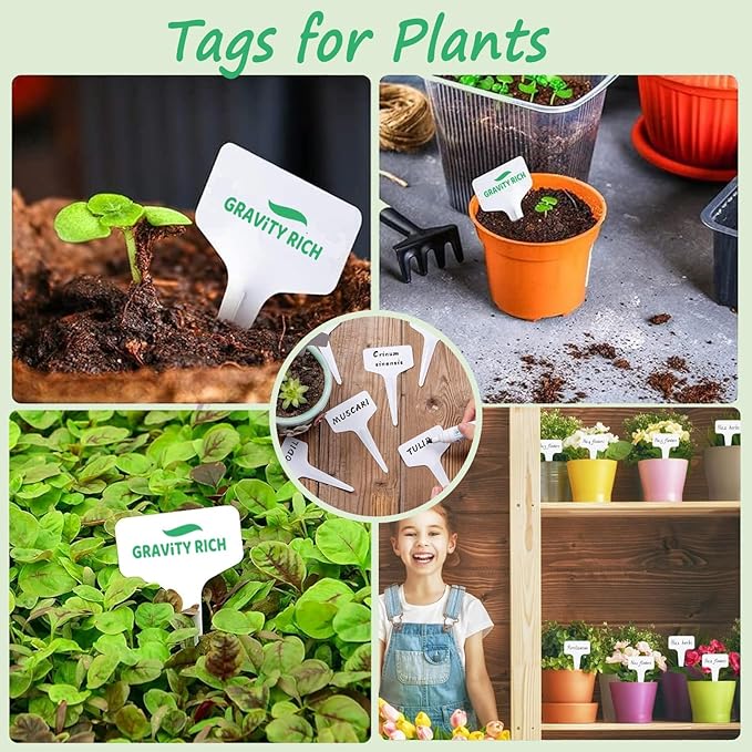 100 Pcs Plant Labels - White Plastic Garden Plant Tags (10cm)