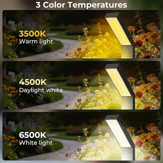 Solar Pathway Lights Outdoor 6Pack, 3 Color in 1 Auto On/Off Walkway Lights, 2 Heights, 12H Lasting, IP65 Waterproof Solar Powered Landscape Lighting for Garden, Yard, Driveway.