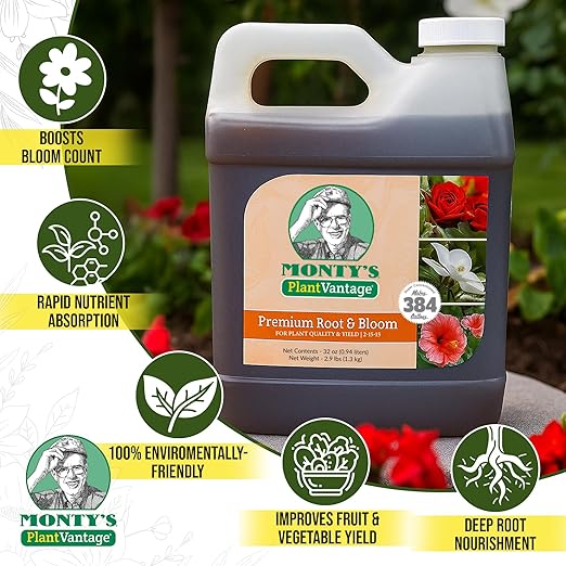 PlantVantage Root & Bloom Liquid Fertilizer - Concentrated Liquid Plant Fertilizer for Strong Roots & Bigger Blooms, Plant Food for Trees, Flowers & Vegetables, Soil or Foliar Application, 32 oz