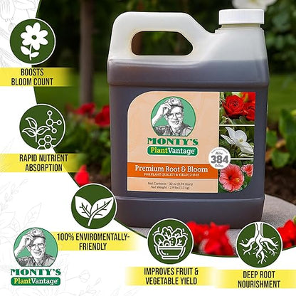 PlantVantage Root & Bloom Liquid Fertilizer - Concentrated Liquid Plant Fertilizer for Strong Roots & Bigger Blooms, Plant Food for Trees, Flowers & Vegetables, Soil or Foliar Application, 32 oz