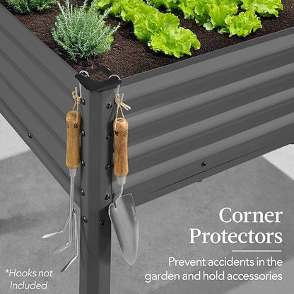 Best Choice Products 48x24x30in Galvanized Raised Garden Bed, Metal Elevated Planter Box, Vegetable Garden for Backyard, Patio, Balcony - Charcoal