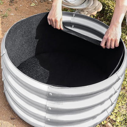 Round Fabric Galvanized Raised Garden Bed Liner, 2x2x1 Feet Outdoor Garden Planting Bags for Vegetables, Flowers, Herbs, and Succulents