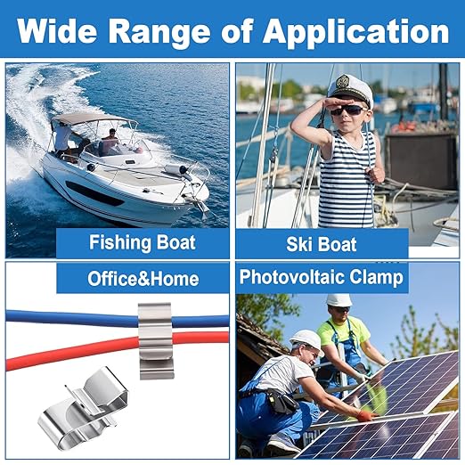 altivox 304 Stainless Steel Trailer Wire Clips 50 Pcs, Solar Panel Wire Clips Metal Wire Clamps for PV Wiring Boat Cable, Boat Trailer