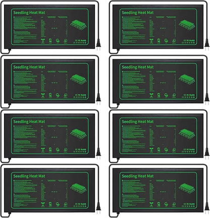 Ganeen 8 Pack Plant Seedling Heat Mat for Seed Starting Germination Grow Heating Pad 10 x 20.75 Inch Waterproof Hydroponic Warming Mat Bulk for Indoor Home Gardening Greenhouse Seed Starter