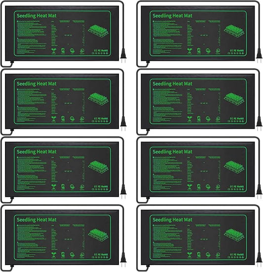 Ganeen 8 Pack Plant Seedling Heat Mat for Seed Starting Germination Grow Heating Pad 10 x 20.75 Inch Waterproof Hydroponic Warming Mat Bulk for Indoor Home Gardening Greenhouse Seed Starter