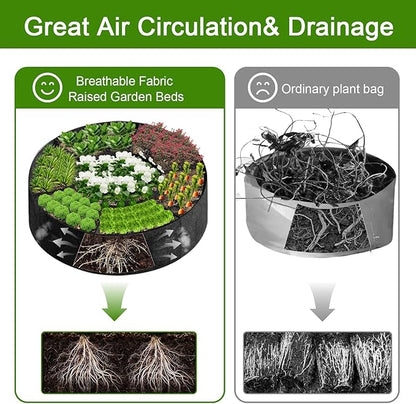 Fabric Raised Garden Bed, Plant Grow Bags, 3x3x1 Ft Large Round Raised Garden Bed for Growing Vegetables Potatoes Flowers Planting Container for Outdoor Gardening (5 Grid, 3.3 * 3.3 * 1 ft)